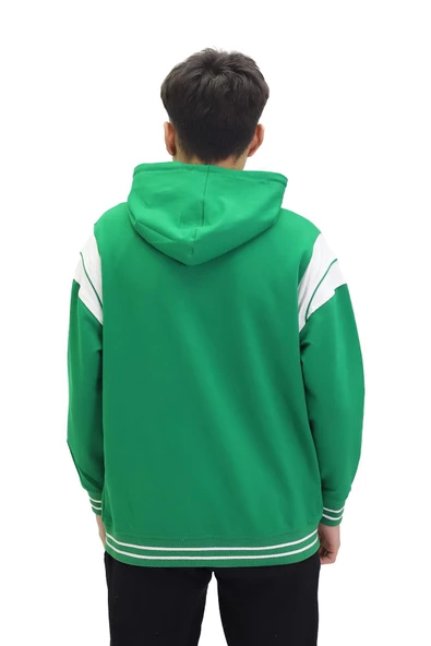 Kız Erkek Çocuk Unisex Kapüşonlu Kolej Ceket - 8