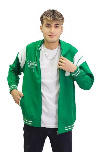 Kız Erkek Çocuk Unisex Kapüşonlu Kolej Ceket - 5