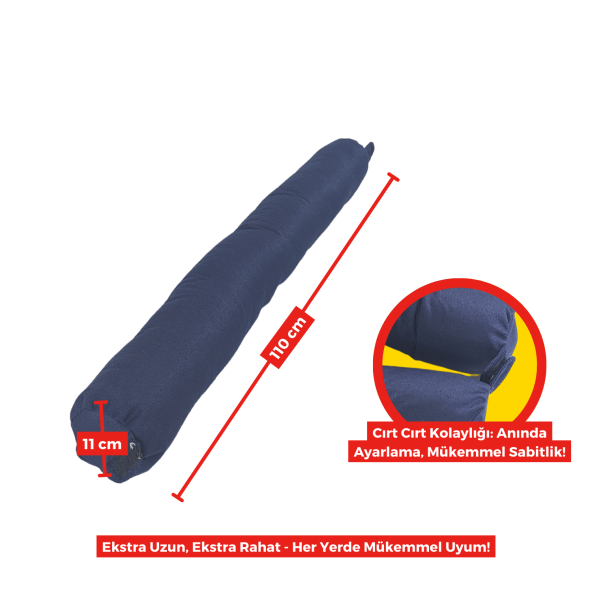 XPERMATE Fermuarlı Seyahat Yastığı Cırt Cırtlı Seyahat Boyun Yastığı Yolculuk Yastığı 110cm Lacivert - 3