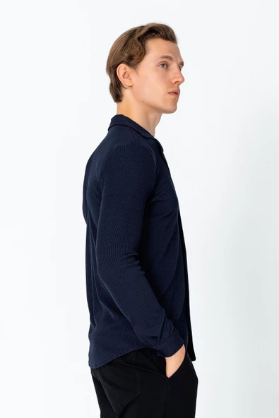 Erkek Regular Fit Rahat Giyim Apaş Yaka Yırtmaçlı Gömlek - 10