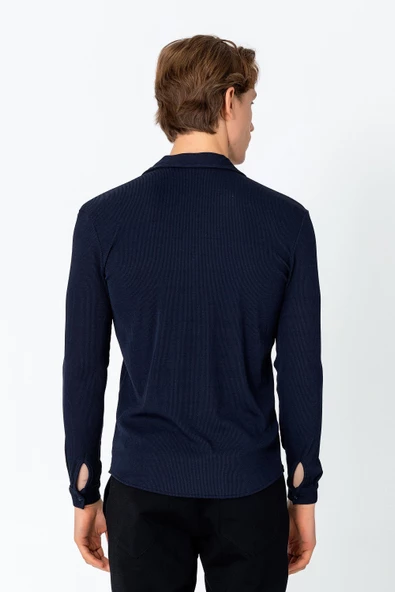 Erkek Regular Fit Rahat Giyim Apaş Yaka Yırtmaçlı Gömlek - 9