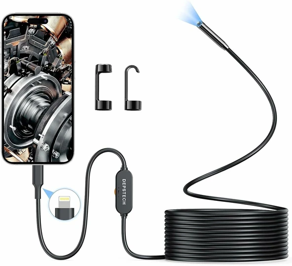 DEPSTECH Işıklı Endoskop Kamerası - 5m Kablo 7mm İnce Prob - Siyah