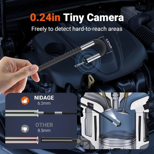 NIDAGE Muayene Kamerası, Eklemli Boroskop - 1.6 m Kablo - 3
