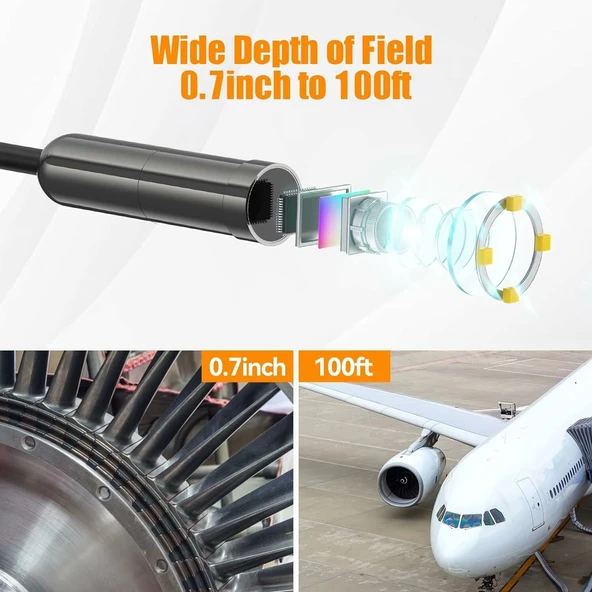 Teslong 3. Nesil 5MP Gözlem Kameralı USB Boroskop - 5m Kablo - 12.5mm - 3