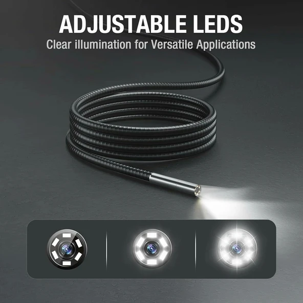 Teslong Endoskop Yedek Kablosu, Tek Lensli Muayene Kamerası - 5m Kablo - 7mm - 3