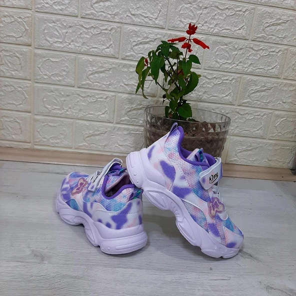 M.P One 3216 Mor Simli Cırtlı Hafif RAhat Kız Çocuk Spor Ayakkabı ürün görseli 1