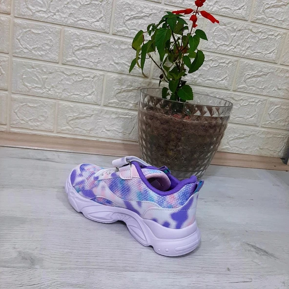 M.P One 3216 Mor Simli Cırtlı Hafif RAhat Kız Çocuk Spor Ayakkabı - Resim 4