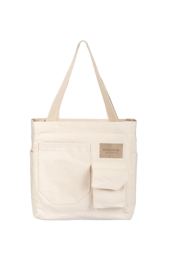 Endémique Studio La Lune Tote Bag Small Cotton White