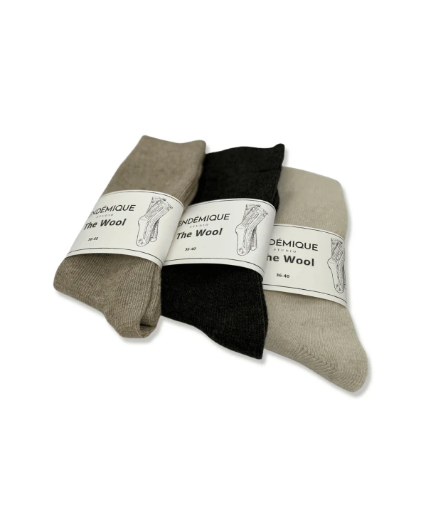 Endémique Studio The Wool Plain Black-Kadın Çorap - 3