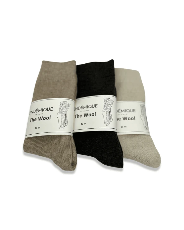 Endémique Studio The Wool Plain Black-Kadın Çorap - 4