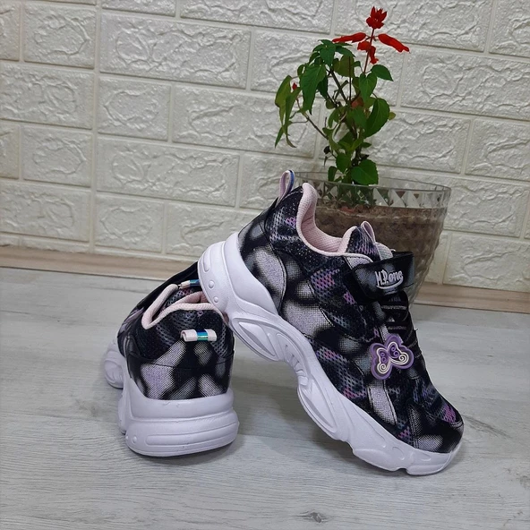 M.P One 3216 Siyah Simli Cırtlı Hafif Rahat Kız Çocuk Spor Ayakkabı ürün görseli 1