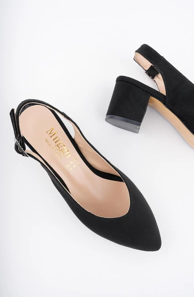 Muggo W0711 Garantili Kadın Arkası Açık Klasik Günlük Tarz Şık ve Rahat Topuklu Ayakkabı - 11