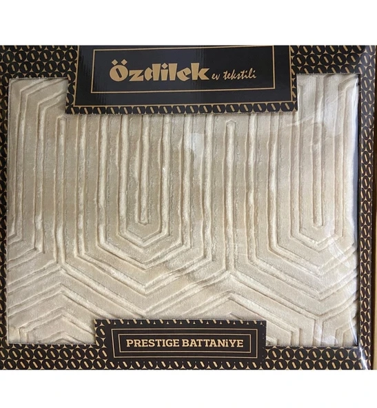 Özdilek Prestige Kalın Embos Çift Kişilik Battaniye (220x240)-Bej Yeni Desen