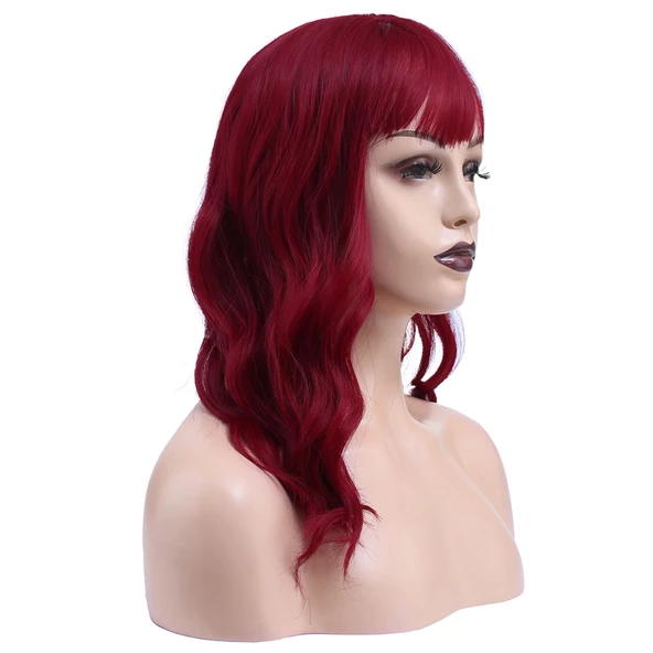 Dalgalı Kısa Perçemli Fiber Sentetik Peruk - Kızıl - Resim 2