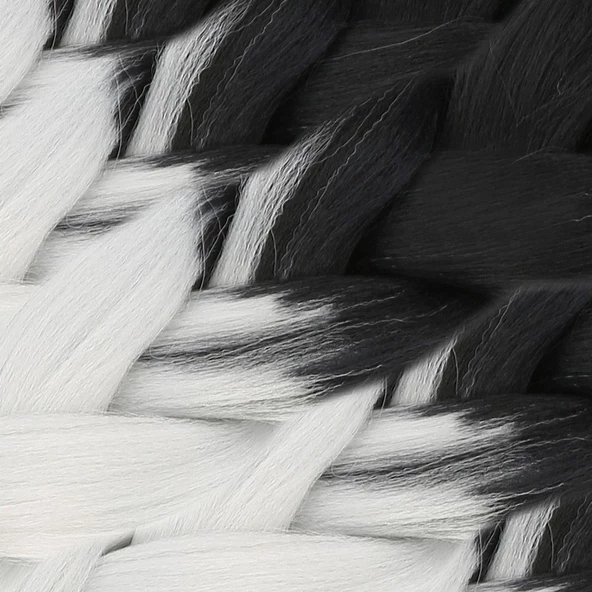 Afrika Örgüsü Ve Rasta İçin Sentetik Ombreli Saç - Siyah / Açık Gri - Resim 3