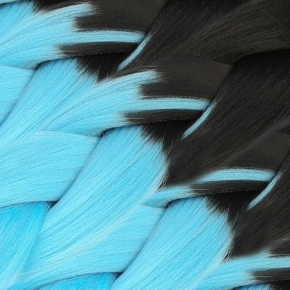 Afrika Örgüsü Ve Rasta İçin Sentetik Ombreli Saç - Siyah / Açık Mavi - Resim 2