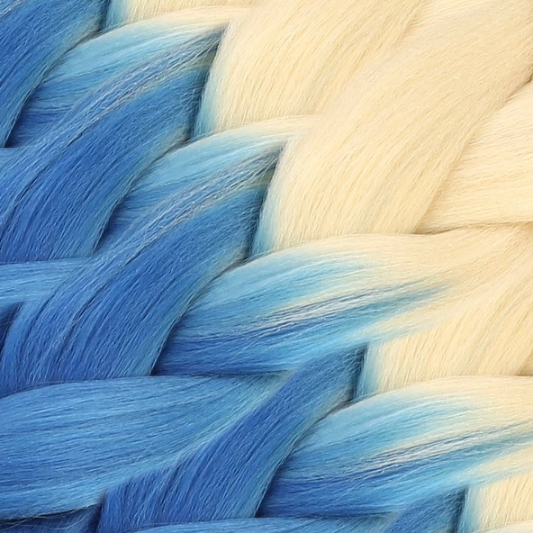 Afrika Örgüsü Ve Rasta İçin Sentetik Ombreli Saç - Platin / Lacivert - Resim 2