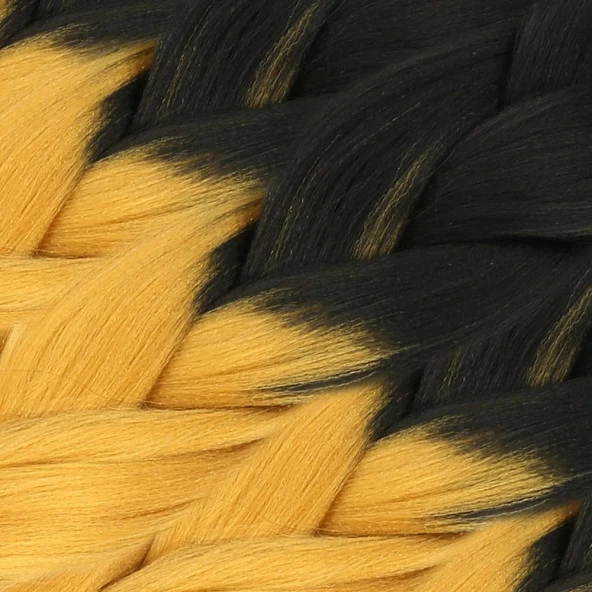 Afrika Örgüsü Ve Rasta İçin Sentetik Ombreli Saç - Siyah / Gold Sarı - Resim 2