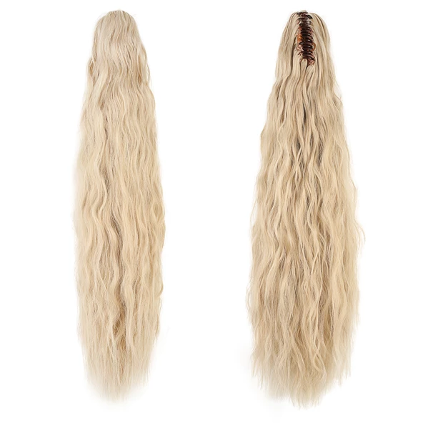 Tokalı Kabarık Dalgalı At Kuyruğu - Kumral Beyaz Platin Röfleli ürün görseli