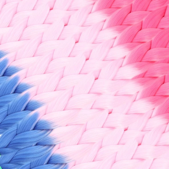 Afrika Örgüsü Ve Rasta İçin Sentetik Ombreli Saç - Koyu Pembe / Açık Pembe / Mavi - Resim 2