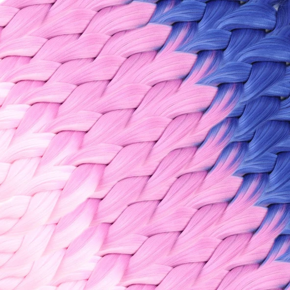 Afrika Örgüsü Ve Rasta İçin Sentetik Ombreli Saç - Mavi / Lila / Pembe - Resim 2