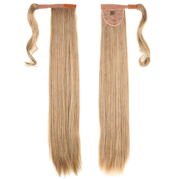 Bağlamalı Düz At Kuyruğu - Karamel Platin Röfleli - Resim 5