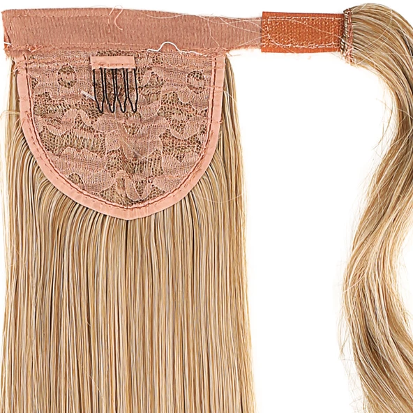 Bağlamalı Düz At Kuyruğu - Karamel Platin Röfleli - Resim 3