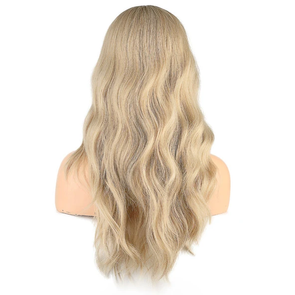 Dalgalı Perçemli Fiber Sentetik Orta Boy Peruk - Balköpüğü Platin Röfleli ürün görseli