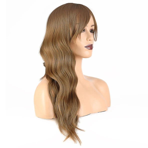 Dalgalı Perçemli Fiber Sentetik Orta Boy Peruk - Bebek Kumralı - Resim 2