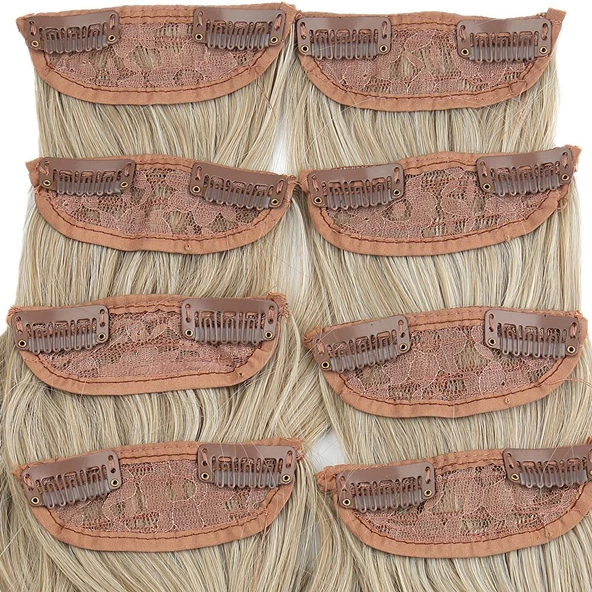 Fiber Sentetik Dalgalı 8 Parça Çıt Çıt - Karamel Platin Röfleli - 2