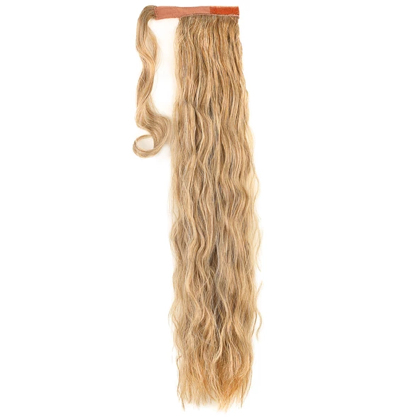 Bağlamalı Kabarık Dalgalı At Kuyruğu - Karamel Platin Röfleli - Resim 2