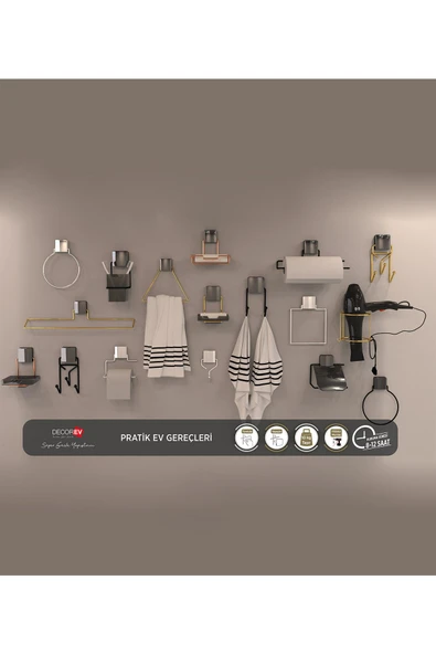 Decorev Dekoratif DC-4776 Krom Rulo Havlu Askı Modern Banyo Aksesuarı - 3