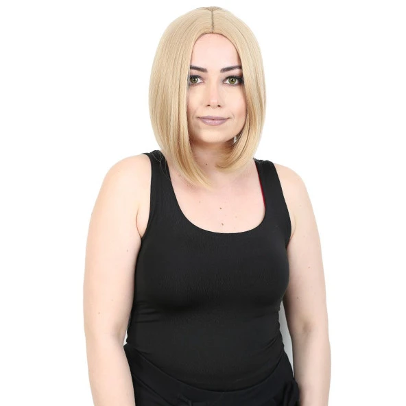 Kahkülsüz Düz Kısa Fiber Sentetik Peruk - Balköpüğü ürün görseli