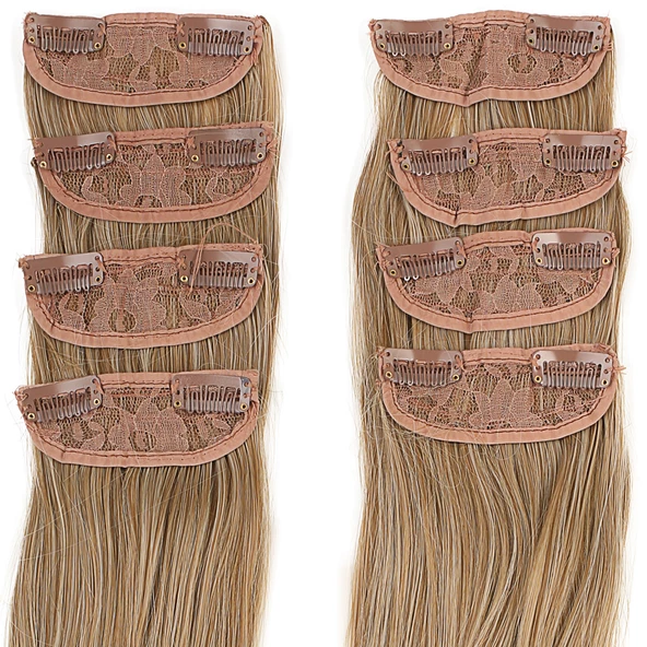 Fiber Sentetik Düz 8 Parça Çıt Çıt - Karamel Platin Röfleli - Resim 2