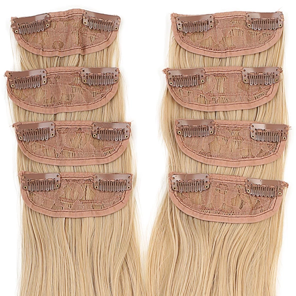 Fiber Sentetik Düz 8 Parça Çıt Çıt - Balköpüğü Beyaz Platin Röfleli - Resim 2