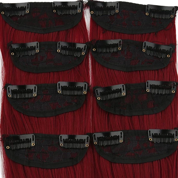 Fiber Sentetik Düz 8 Parça Çıt Çıt - Kızıl - Resim 2