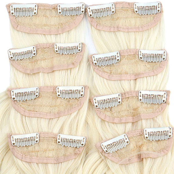 Fiber Sentetik Dalgalı 8 Parça Çıt Çıt - Açık Platin - Resim 2