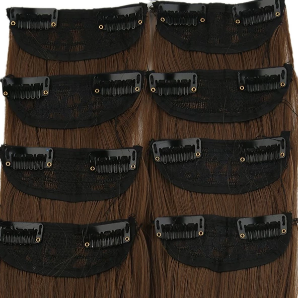 Fiber Sentetik Düz 8 Parça Çıt Çıt - Kumral - Resim 2