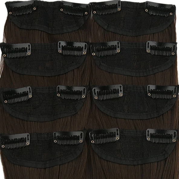 Fiber Sentetik Düz 8 Parça Çıt Çıt - Açık Kahve - Resim 3