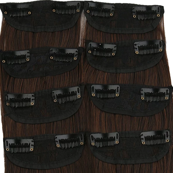 Fiber Sentetik Düz 8 Parça Çıt Çıt - Kahve Karamel - Resim 2