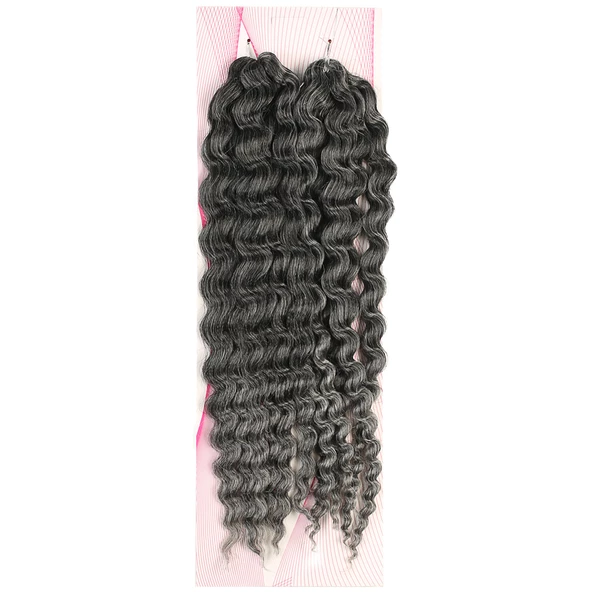 Nice Bulk Afro Su Dalgası Saç - Siyah / Gri Ombreli - Resim 3