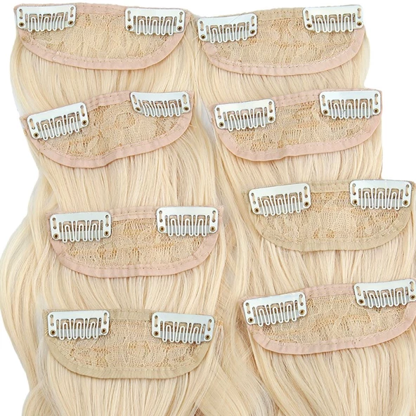 Fiber Sentetik Dalgalı 8 Parça Çıt Çıt - Platin - Resim 2