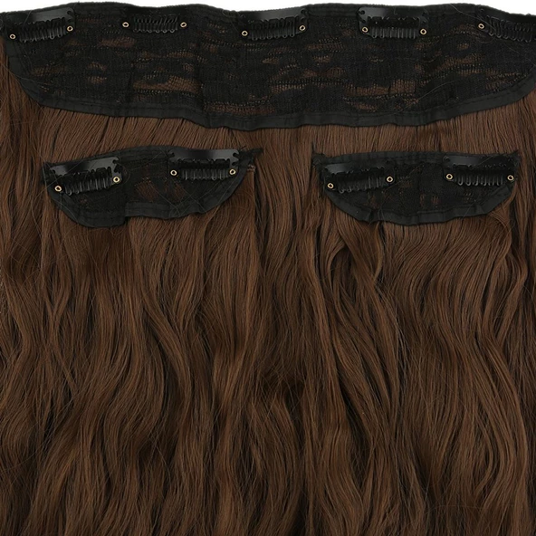 Fiber Sentetik Kabarık Dalgalı Yarım Ay + 2 Yan Çıt Çıt - Kumral - Resim 2