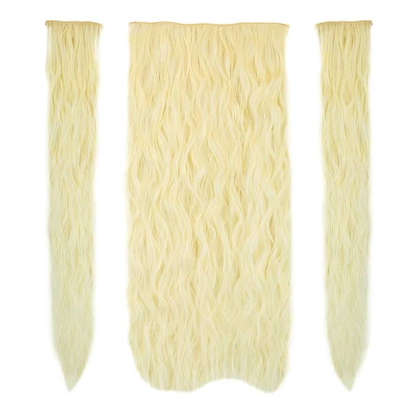 Fiber Sentetik Kabarık Dalgalı Yarım Ay + 2 Yan Çıt Çıt - Açık Platin ürün görseli