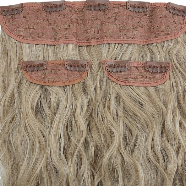 Fiber Sentetik Kabarık Dalgalı Yarım Ay + 2 Yan Çıt Çıt - Balköpüğü Platin Röfleli - Resim 2