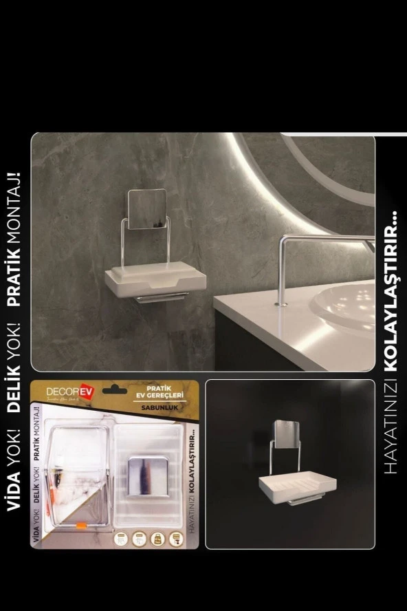 Decorev DC-4784 Dekoratif Plastik Hazneli Şık Dekoratif Kullanışlı Krom Sabunluk - 2