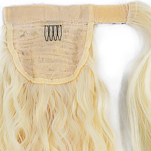 Bağlamalı Kabarık Dalgalı At Kuyruğu - Açık Platin - Resim 2