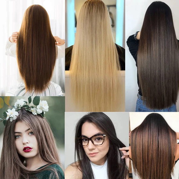 Fiber Sentetik Düz Yarım Ay + 2 Yan Çıt Çıt - Açık Kahve - Resim 3