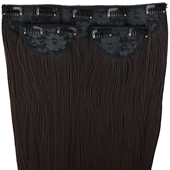 Fiber Sentetik Düz Yarım Ay + 2 Yan Çıt Çıt - Kahverengi - Resim 2