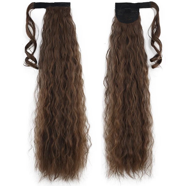 Bağlamalı Kabarık Dalgalı At Kuyruğu - Kumral ürün görseli